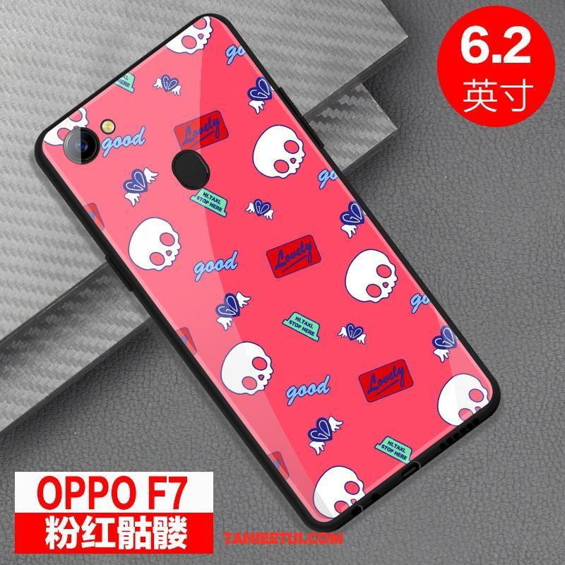 Etui Oppo F7 Szkło All Inclusive Czerwony, Obudowa Oppo F7 Osobowość Lustro Anti-fall