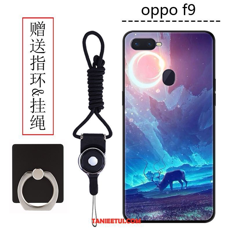 Etui Oppo F9 Kreskówka Telefon Komórkowy Ciemno Niebieski, Obudowa Oppo F9 Osobowość Nubuku Kreatywne