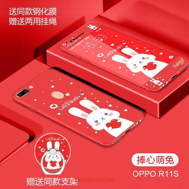 Etui Oppo R11s Kreskówka All Inclusive Miękki, Futerał Oppo R11s Anti-fall Nubuku Czerwony