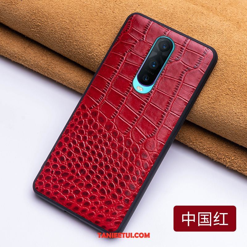 Etui Oppo R17 Pro Modna Marka Telefon Komórkowy Dostosowane, Futerał Oppo R17 Pro Prawdziwa Skóra Anti-fall Czerwony