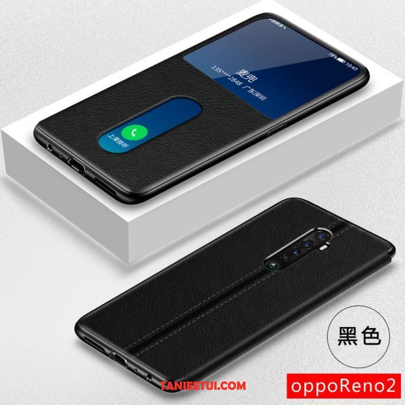 Etui Oppo Reno 2 All Inclusive Czarny Skórzany Futerał, Obudowa Oppo Reno 2 Ochraniacz Telefon Komórkowy