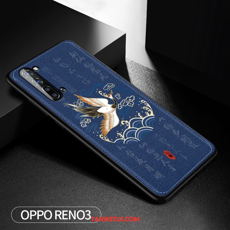 Etui Oppo Reno 3 Tendencja Czerwony Netto Anti-fall, Futerał Oppo Reno 3 Osobowość Niebieski Relief