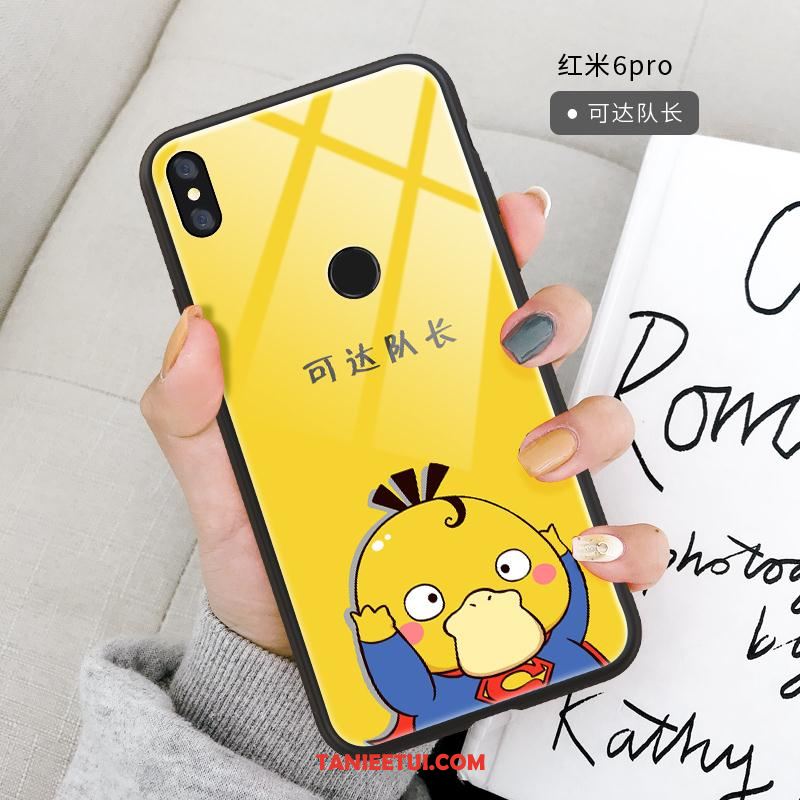 Etui Redmi Note 6 Pro Lustro Silikonowe Ochraniacz, Obudowa Redmi Note 6 Pro Szkło Kreskówka Kaczka Beige