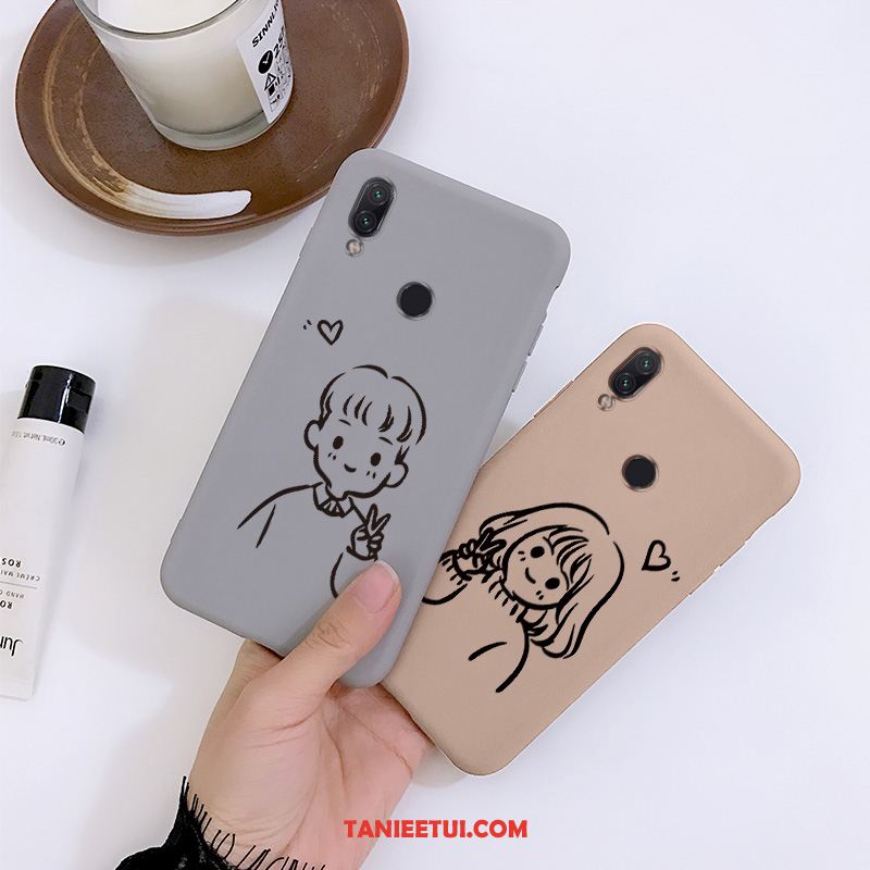 Etui Redmi Note 7 Kreatywne Silikonowe Czerwony, Obudowa Redmi Note 7 Zakochani Ochraniacz Osobowość Beige