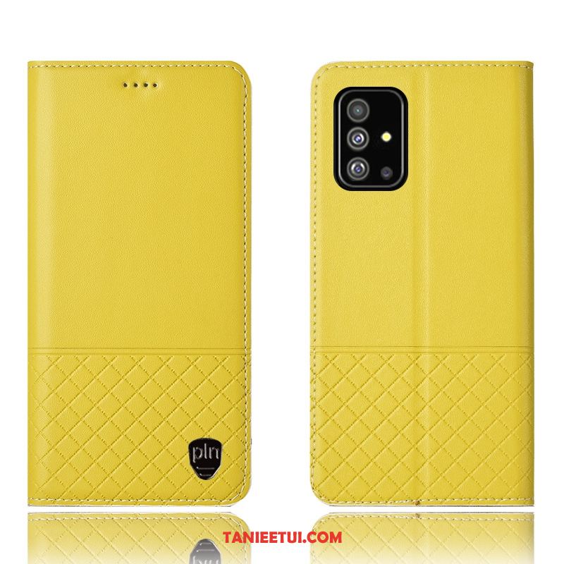 Etui Samsung Galaxy A51 Prawdziwa Skóra Anti-fall All Inclusive, Obudowa Samsung Galaxy A51 Ochraniacz Cytrynowa Gwiazda