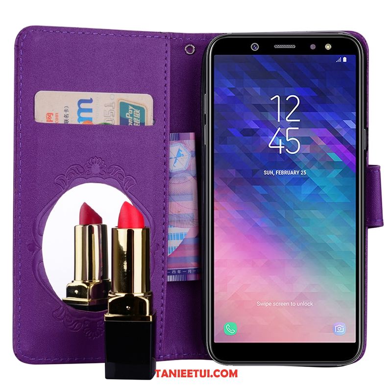 Etui Samsung Galaxy A6 Wspornik Purpurowy Gwiazda, Futerał Samsung Galaxy A6 Skórzany Futerał Telefon Komórkowy Karta