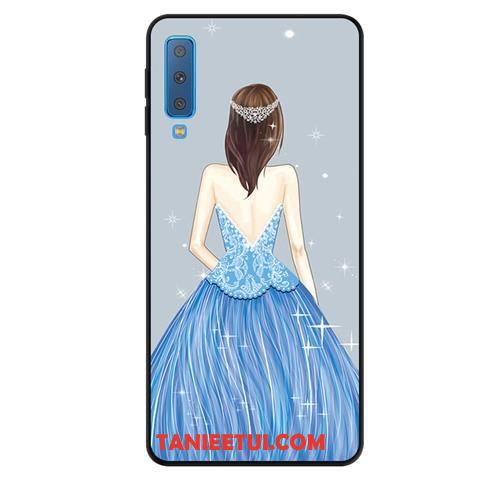 Etui Samsung Galaxy A7 2018 Nubuku Piękno Miękki, Pokrowce Samsung Galaxy A7 2018 Gwiazda Ochraniacz Niebieski