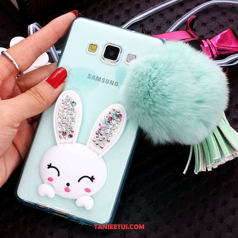 Etui Samsung Galaxy A8 Rhinestone Kreskówka Ochraniacz, Futerał Samsung Galaxy A8 Telefon Komórkowy Silikonowe Futro Królika