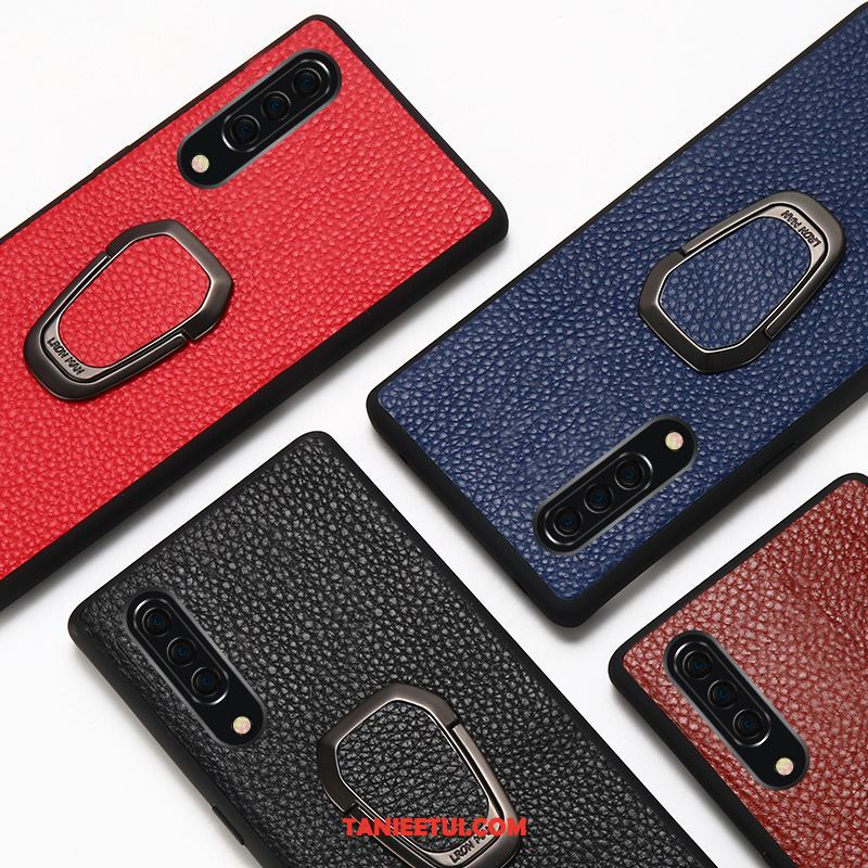 Etui Samsung Galaxy A90 5g Skórzany Futerał Biznes Ring, Obudowa Samsung Galaxy A90 5g Czarny Telefon Komórkowy Prawdziwa Skóra