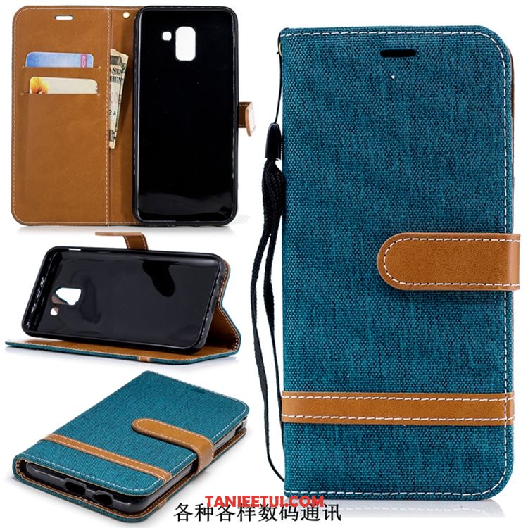 Etui Samsung Galaxy J6 Niebieski Denim Skórzany Futerał, Pokrowce Samsung Galaxy J6 Telefon Komórkowy Gwiazda