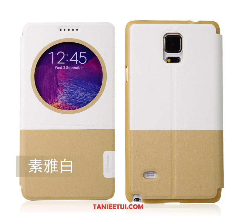 Etui Samsung Galaxy Note 4 Gwiazda Ochraniacz Skórzany Futerał, Obudowa Samsung Galaxy Note 4 Żółty Telefon Komórkowy Beige