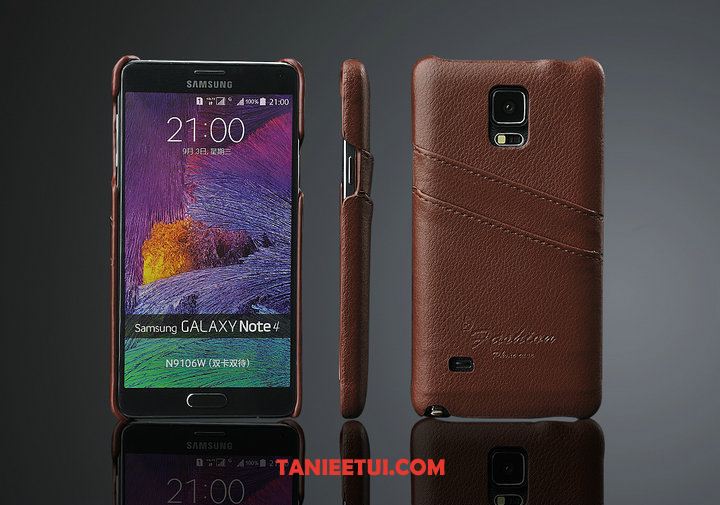 Etui Samsung Galaxy Note 4 Prawdziwa Skóra Litchi Biznes, Futerał Samsung Galaxy Note 4 Gwiazda Telefon Komórkowy Ochraniacz Braun