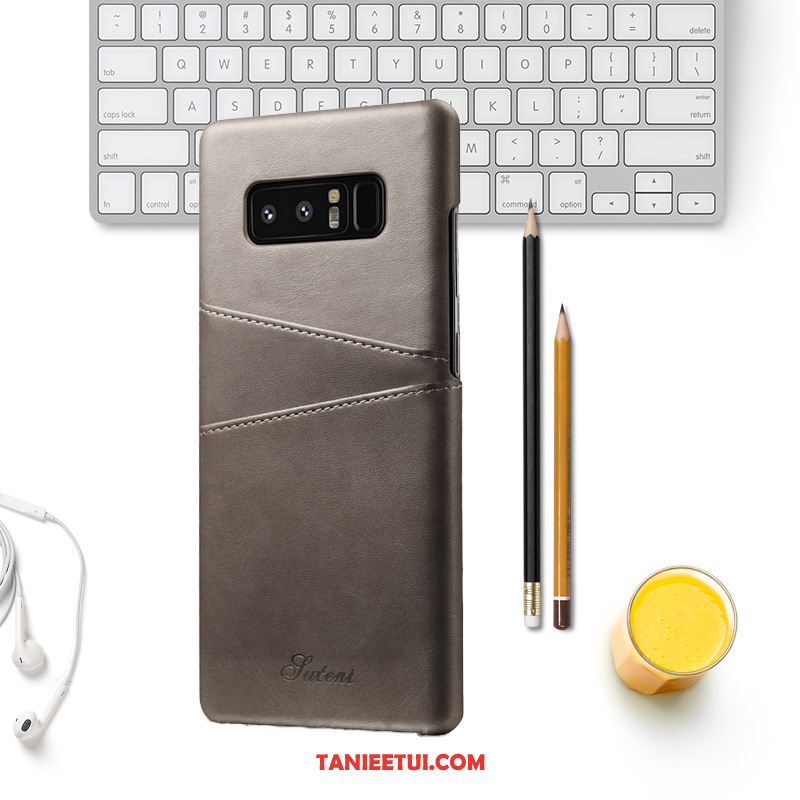 Etui Samsung Galaxy Note 8 Telefon Komórkowy Karta Cienkie, Obudowa Samsung Galaxy Note 8 Skórzany Futerał Szary Biznes