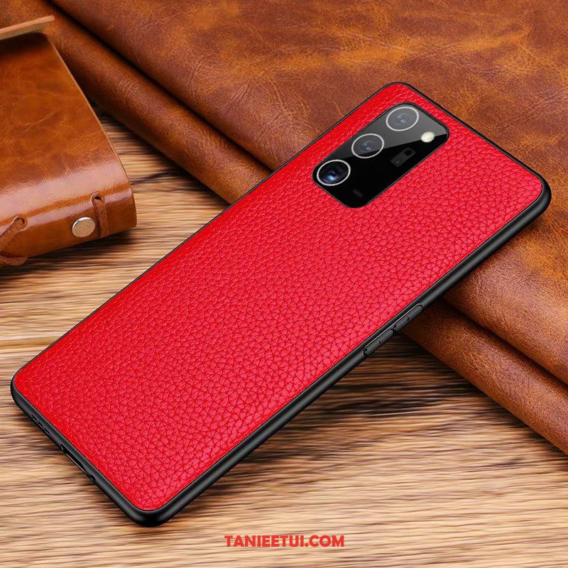 Etui Samsung Galaxy Note20 Czerwony Gwiazda Telefon Komórkowy, Futerał Samsung Galaxy Note20 Tylna Pokrywa All Inclusive Prawdziwa Skóra