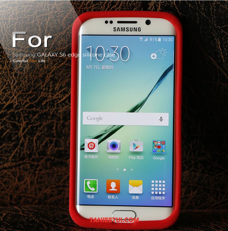Etui Samsung Galaxy S6 Edge Płótno Silikonowe Gwiazda, Futerał Samsung Galaxy S6 Edge Czerwony Ochraniacz Telefon Komórkowy