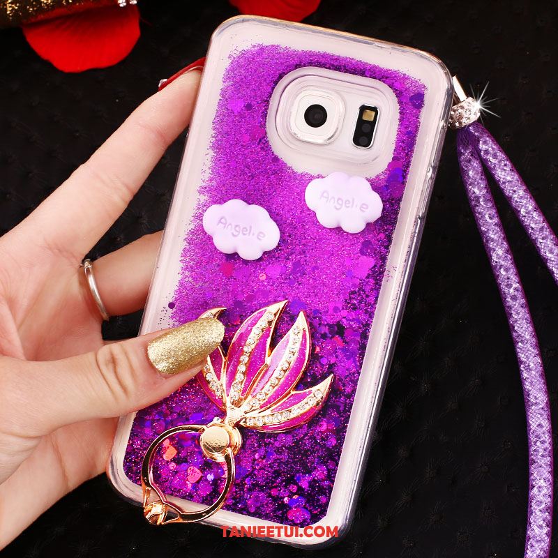 Etui Samsung Galaxy S6 Edge Telefon Komórkowy Purpurowy Gwiazda, Obudowa Samsung Galaxy S6 Edge Wiszące Ozdoby Rhinestone Silikonowe