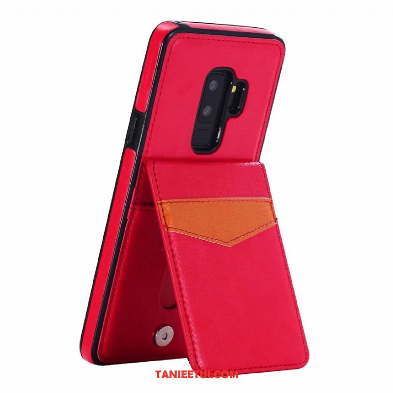 Etui Samsung Galaxy S9+ Wspornik Karta Czerwony, Futerał Samsung Galaxy S9+ Gwiazda Telefon Komórkowy Skórzany Futerał