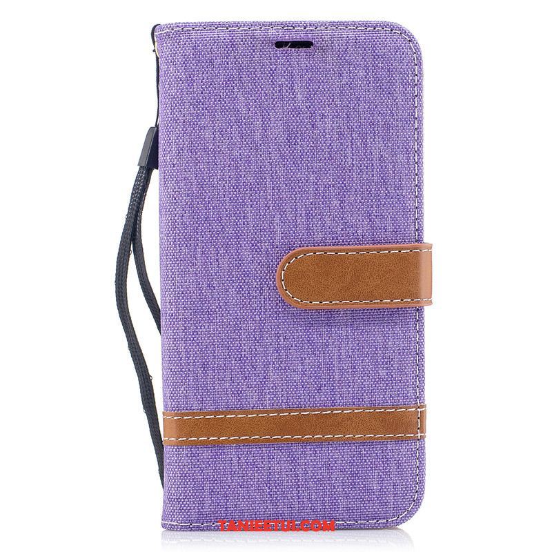 Etui Sony Xperia 5 Skórzany Futerał Karta Portfel, Obudowa Sony Xperia 5 Ochraniacz Purpurowy Denim