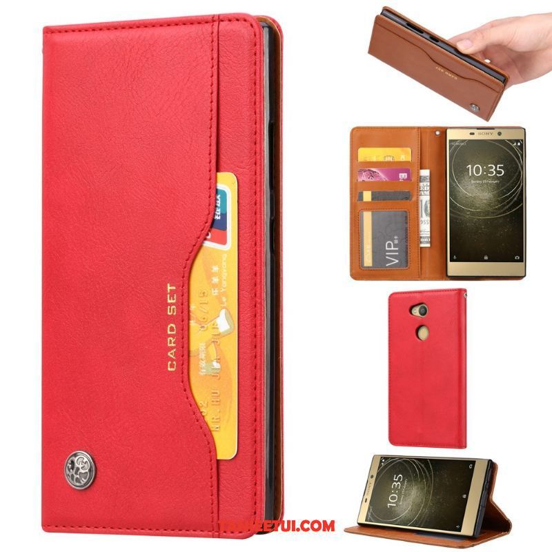 Etui Sony Xperia L2 Vintage Portfel Biznes, Pokrowce Sony Xperia L2 Telefon Komórkowy Skórzany Futerał Karta