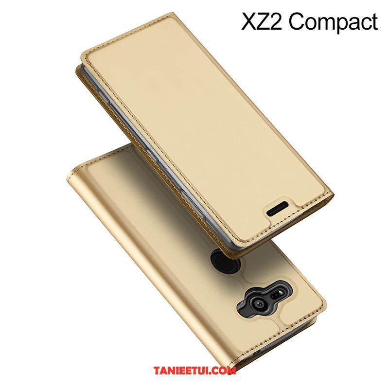 Etui Sony Xperia Xz2 Compact Ochraniacz Karta Skórzany Futerał, Pokrowce Sony Xperia Xz2 Compact Telefon Komórkowy Złoto Obrzeża