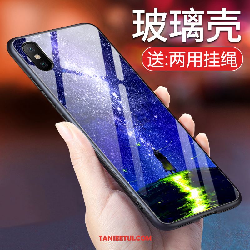 Etui Xiaomi Mi 8 Pro Kreatywne Silikonowe Mały, Obudowa Xiaomi Mi 8 Pro Ciemno Niebieski Szkło Osobowość Beige