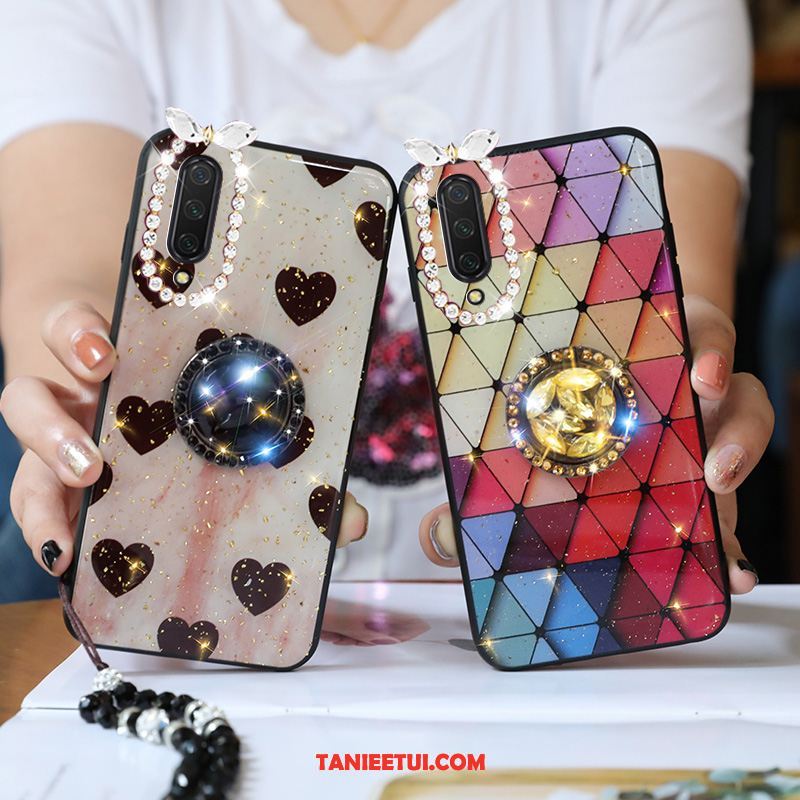 Etui Xiaomi Mi 9 Lite Luksusowy Kreatywne Rhinestone, Obudowa Xiaomi Mi 9 Lite Telefon Komórkowy Czerwony Miękki Beige