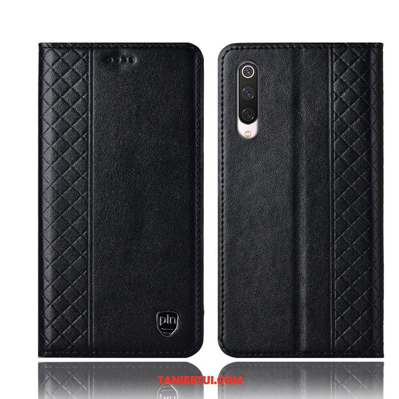 Etui Xiaomi Mi 9 Lite Mały Telefon Komórkowy W Kratę, Obudowa Xiaomi Mi 9 Lite Anti-fall Prawdziwa Skóra Czerwony Beige