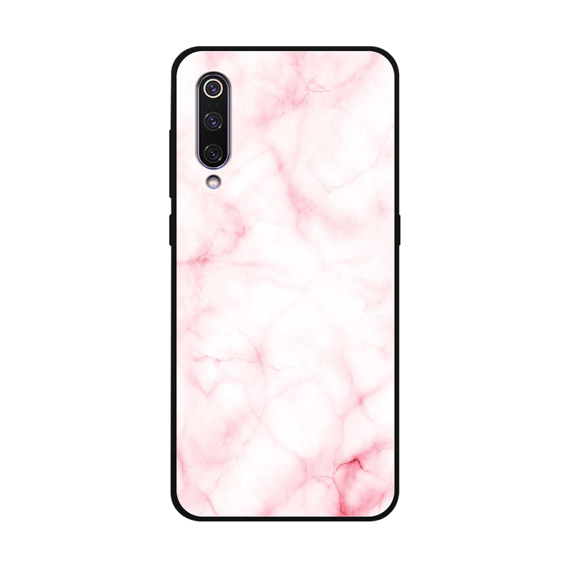 Etui Xiaomi Mi 9 Miękki Telefon Komórkowy Szkło, Futerał Xiaomi Mi 9 Kreatywne Różowe Proste Beige
