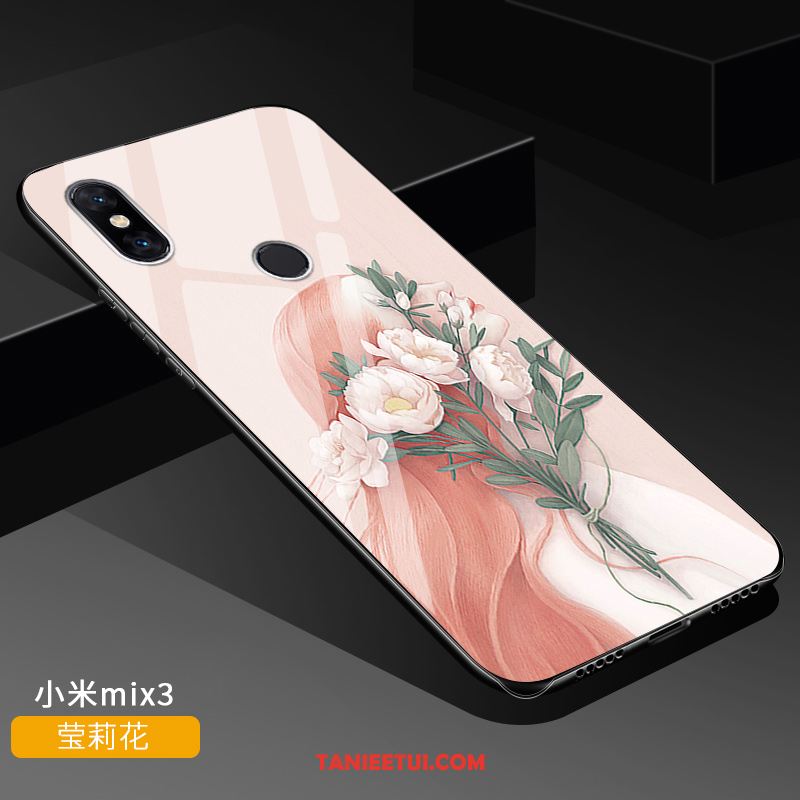 Etui Xiaomi Mi Mix 3 Dostosowane Szkło Mały, Obudowa Xiaomi Mi Mix 3 Kreatywne Różowe Wspornik Beige