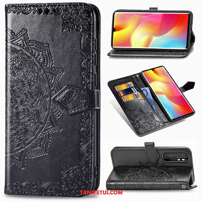 Etui Xiaomi Mi Note 10 Lite All Inclusive Klapa Karta, Obudowa Xiaomi Mi Note 10 Lite Telefon Komórkowy Skórzany Futerał Czarny Beige