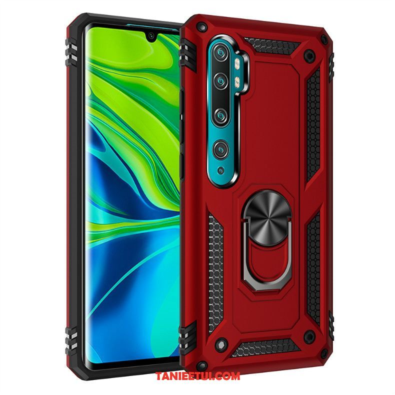 Etui Xiaomi Mi Note 10 Trzy Mechanizmy Obronne Czerwony Ochraniacz, Obudowa Xiaomi Mi Note 10 Ring Trudno Silikonowe Beige