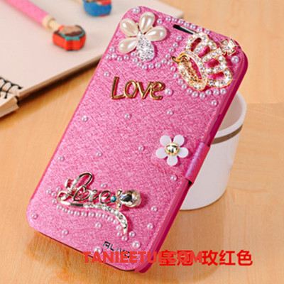 Etui Xiaomi Redmi 6 Czerwony Tendencja Rhinestone, Obudowa Xiaomi Redmi 6 Osobowość Skórzany Futerał Ochraniacz Beige