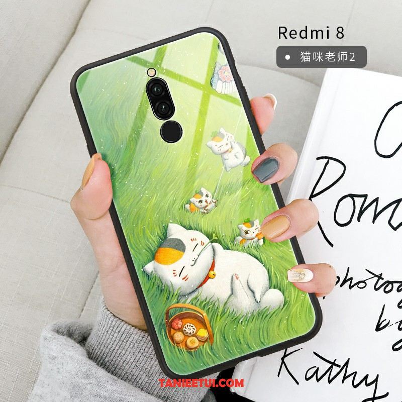 Etui Xiaomi Redmi 8 Czerwony Wiszące Ozdoby Anti-fall, Obudowa Xiaomi Redmi 8 Kreskówka Lustro All Inclusive Beige