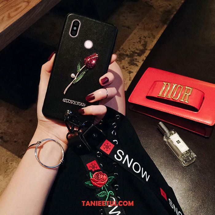 Etui Xiaomi Redmi Note 5 Mały Czerwony Miękki, Obudowa Xiaomi Redmi Note 5 Wisząca Szyja Kwiaty Tendencja Beige