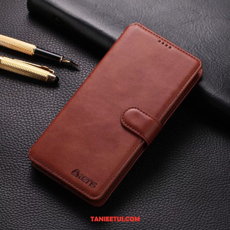 Etui Xiaomi Redmi Note 8 Pro Klapa Mały Skórzany, Futerał Xiaomi Redmi Note 8 Pro Telefon Komórkowy Czerwony Ochraniacz Braun Beige