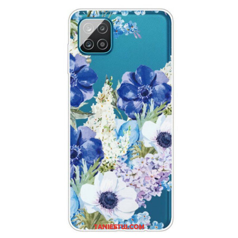 Etui do Samsung Galaxy M12 / A12 Bezszwowe Akwarela Niebieskie Kwiaty