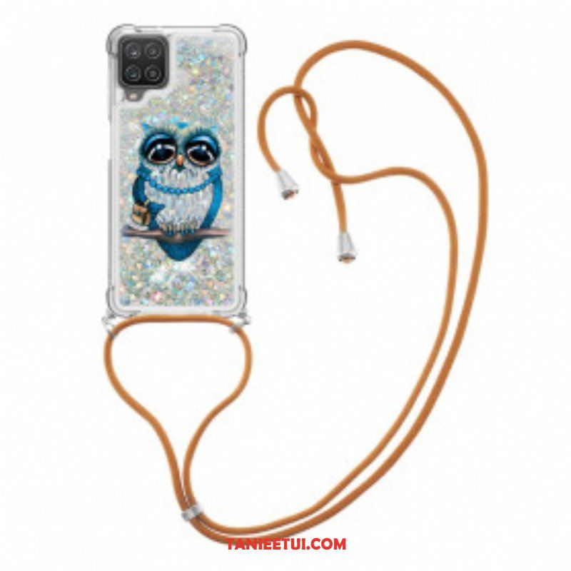 Etui do Samsung Galaxy M12 / A12 ze Sznurkiem Cekinowy Sznurek Miss Owl