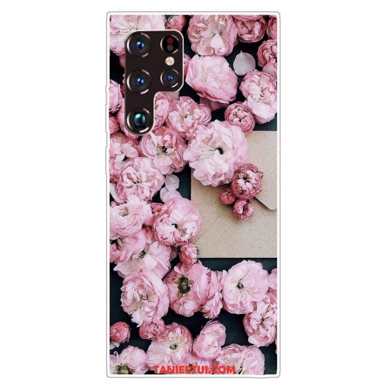 Etui do Samsung Galaxy S22 Ultra 5G Różowe Kwiaty