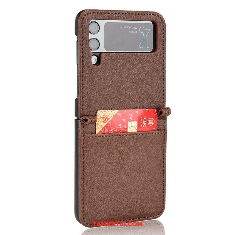 Etui do Samsung Galaxy Z Flip 3 5G Etui Folio Skórzane Etui Na Karty W Stylu Litchi