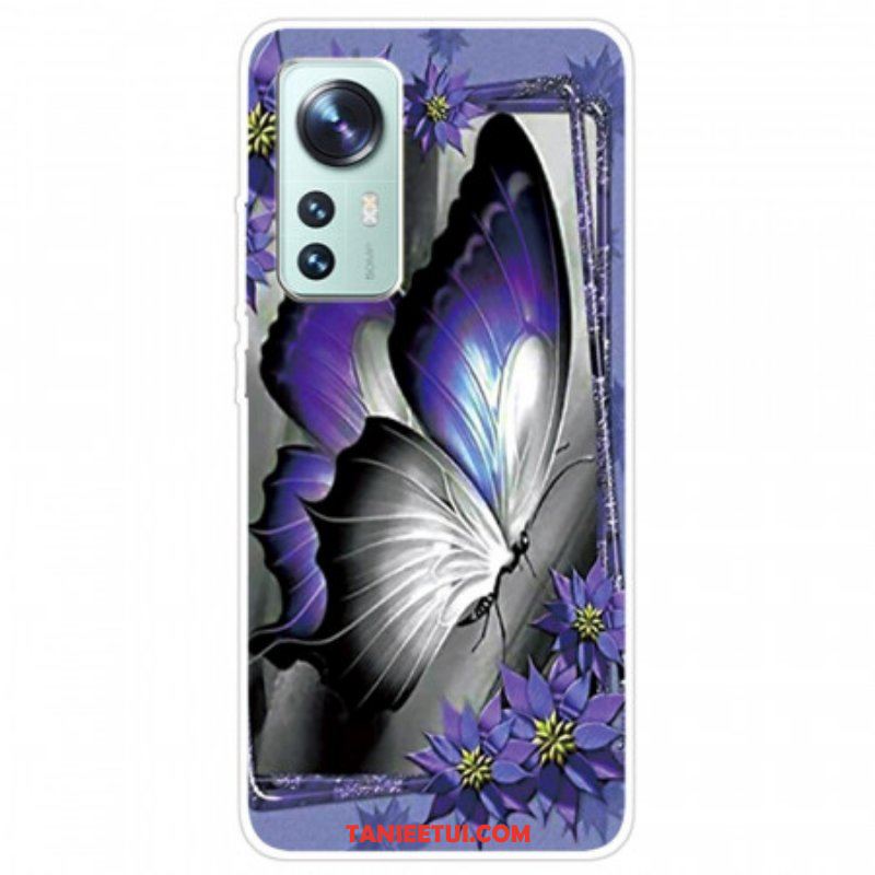 Etui do Xiaomi 12 Pro Fioletowy Silikonowy Motyl