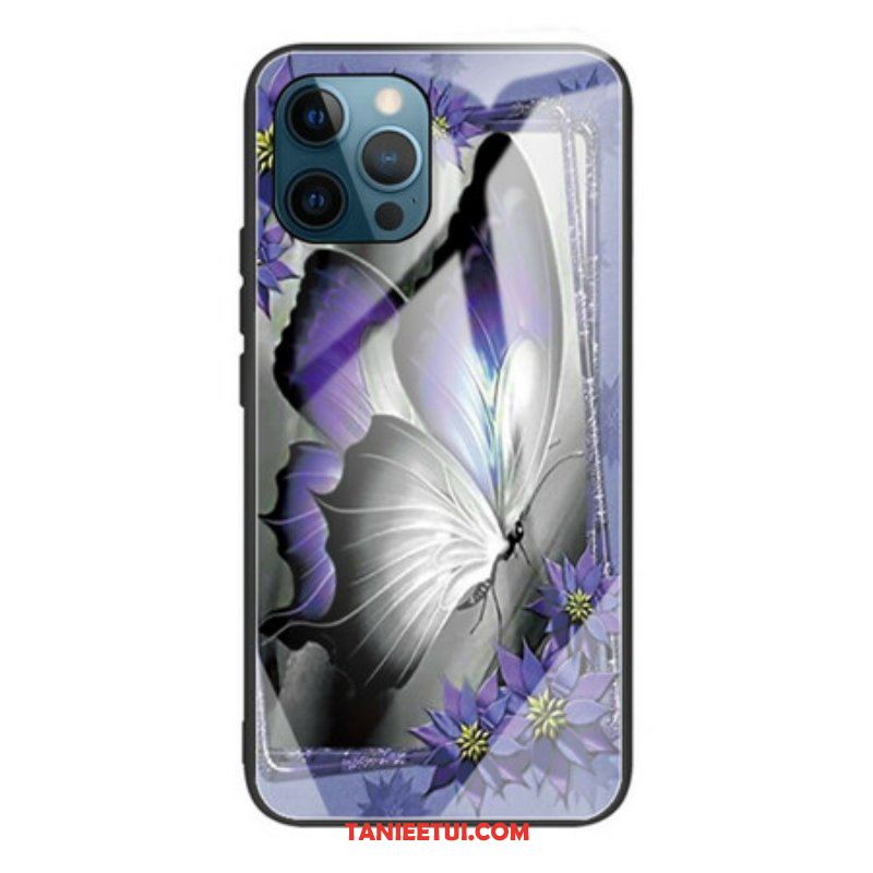 Etui do iPhone 13 Pro Fioletowe Szkło Hartowane W Kształcie Motyla