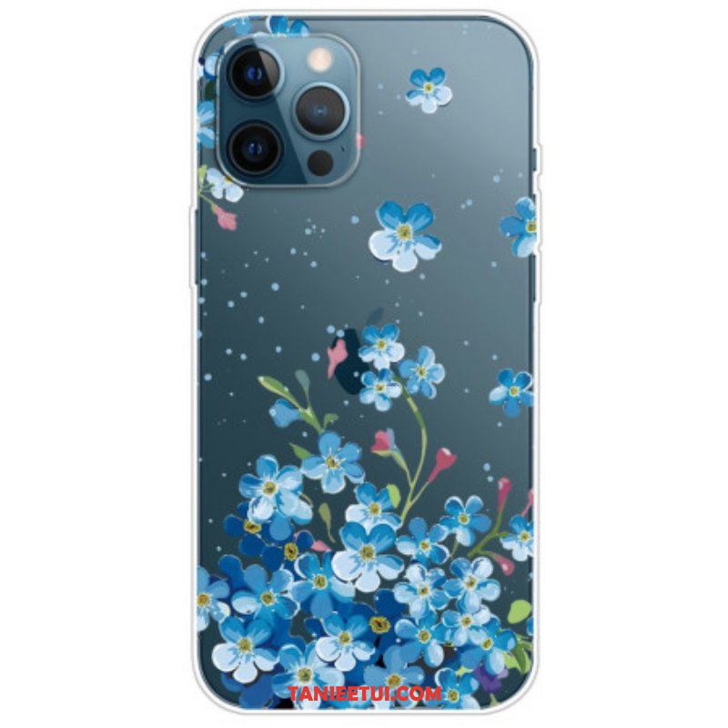 Etui do iPhone 14 Pro Bezszwowi Błękitni Kwiaty