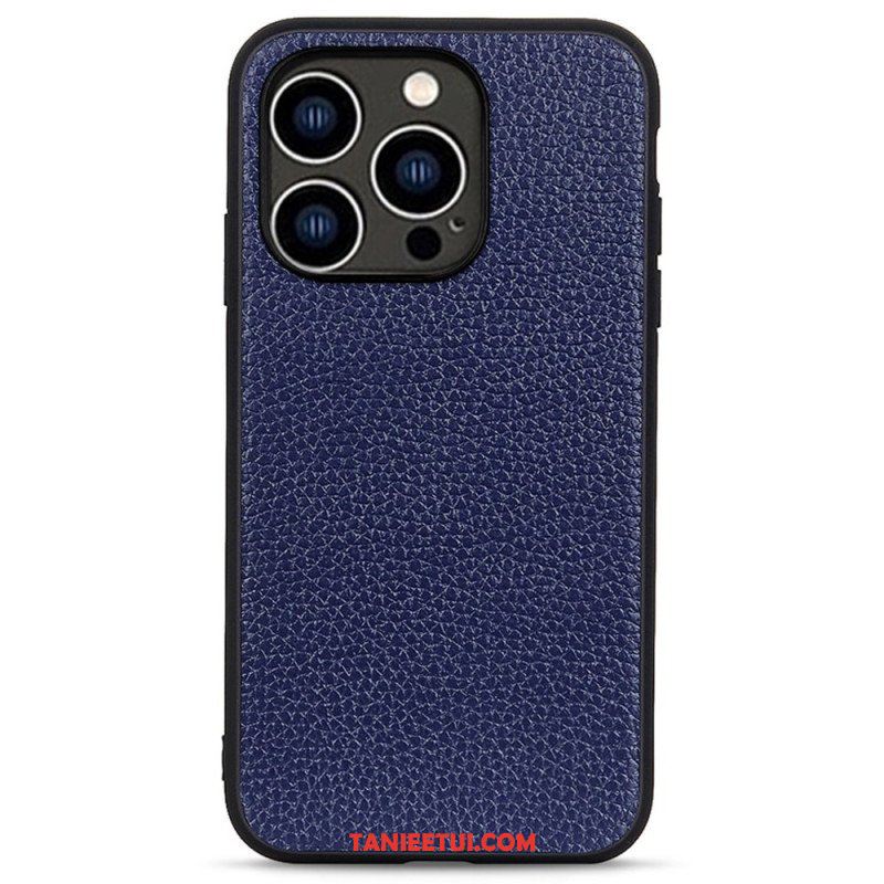 Etui do iPhone 14 Pro Prawdziwa Skóra Litchi