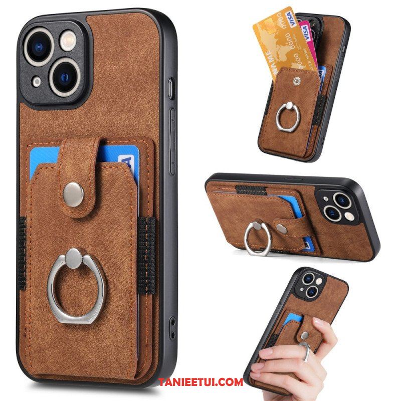 Etui do iPhone 15 Vintage Z Uchwytem Na Pierścionek I Etui Na Karty