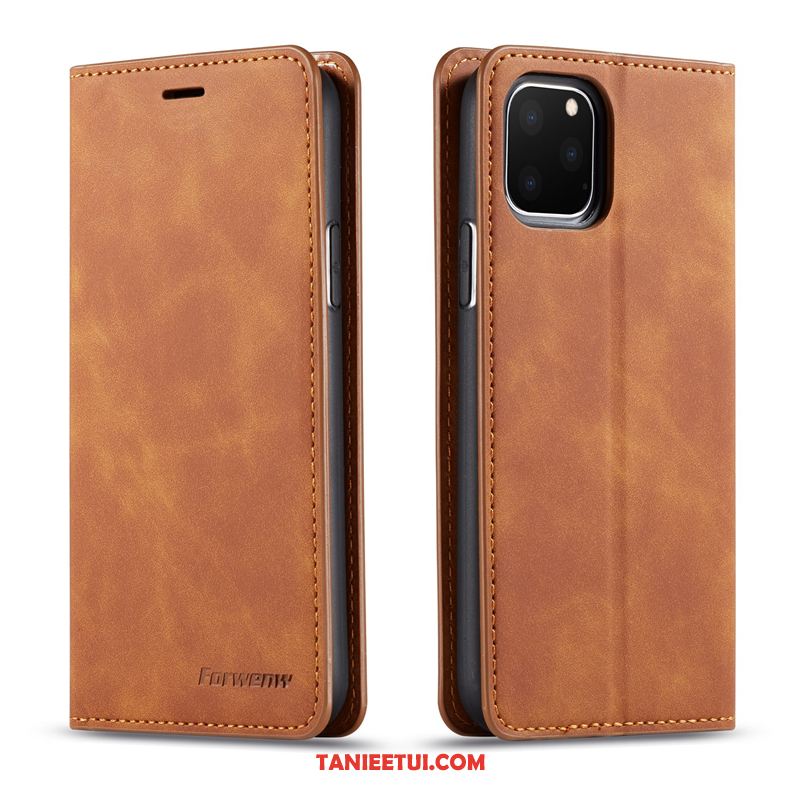 Etui iPhone 11 Pro Aksamit Vintage Skórzany, Futerał iPhone 11 Pro Biznes Telefon Komórkowy Portfel Braun