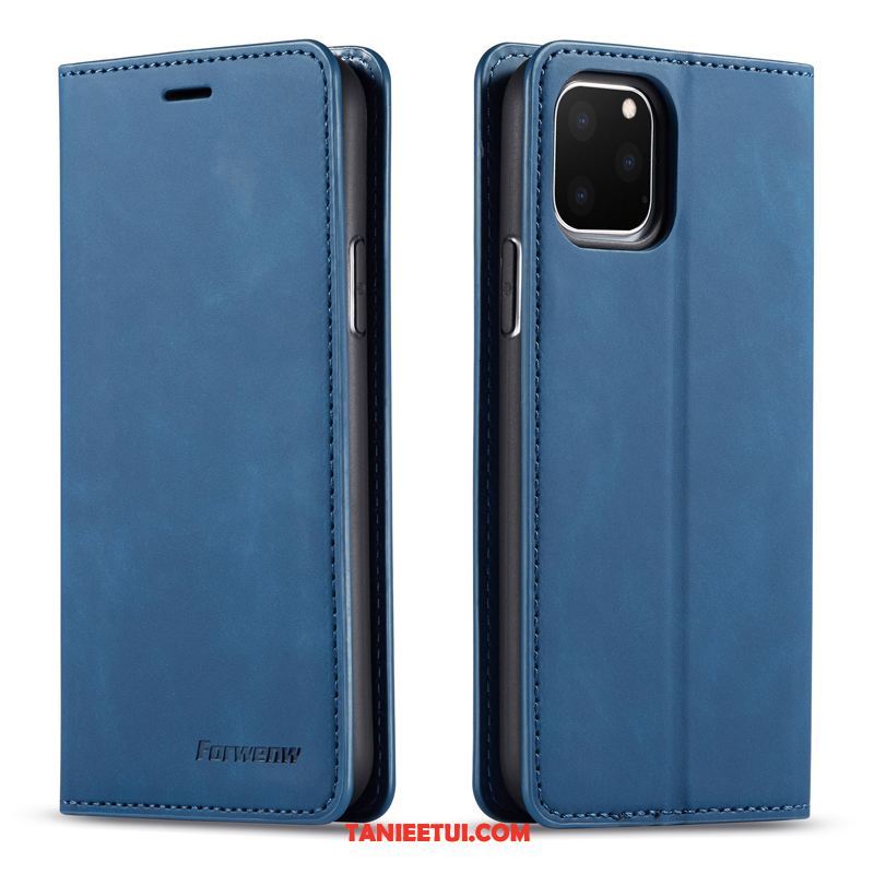 Etui iPhone 11 Pro Moda Prawdziwa Skóra Biznes, Pokrowce iPhone 11 Pro Niebieski Skórzany Futerał Telefon Komórkowy