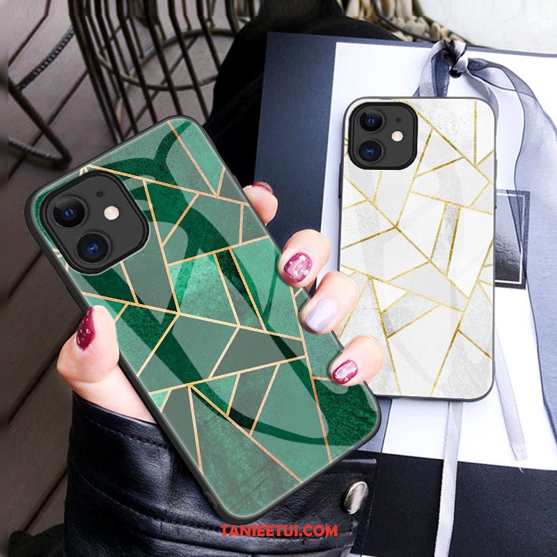 Etui iPhone 12 Mini Geometria Zielony Szkło, Obudowa iPhone 12 Mini Kreatywne Proste Moda