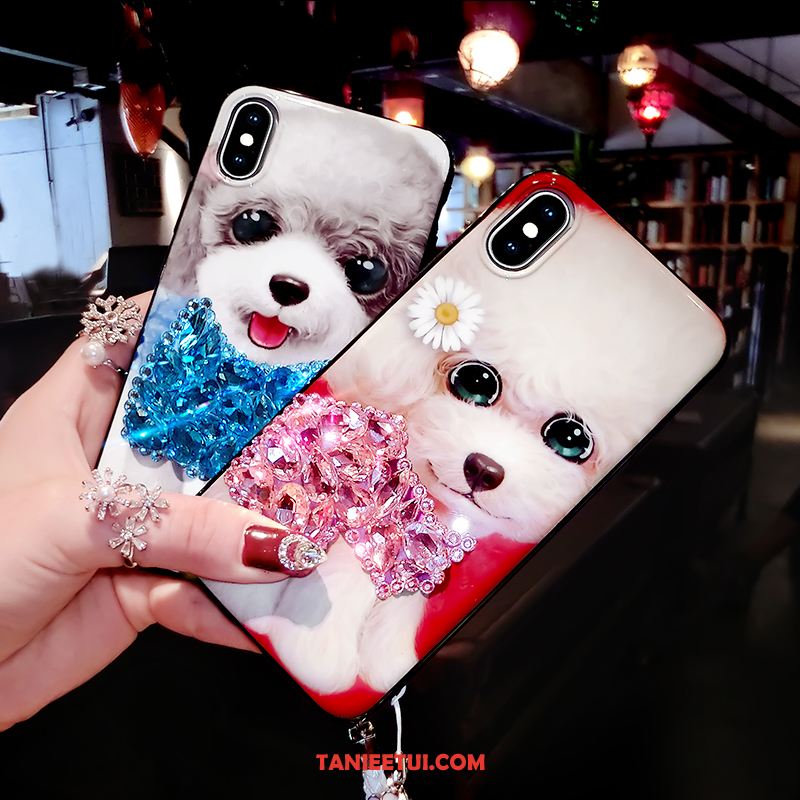 Etui iPhone Xs All Inclusive Wiszące Ozdoby Silikonowe, Pokrowce iPhone Xs Kreskówka Piękny Niebieski