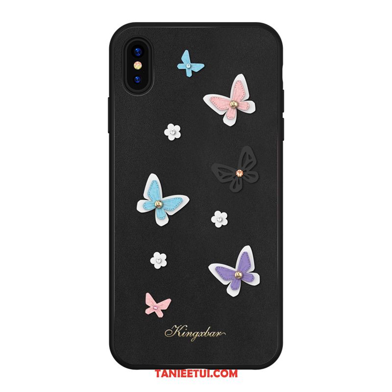 Etui iPhone Xs Luksusowy Telefon Komórkowy Cienkie, Futerał iPhone Xs Rhinestone Moda Skórzany Futerał