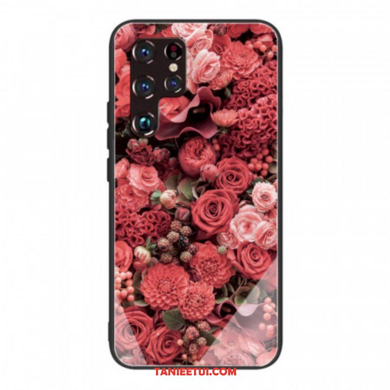 Futerały do Samsung Galaxy S22 Ultra 5G Szkło Hartowane W Kwiaty Róży